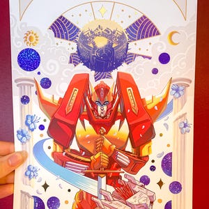 Rodimus A5 A4 Gold Foil Art Print IDW Transformers MTMTE More Than Meets The Eye