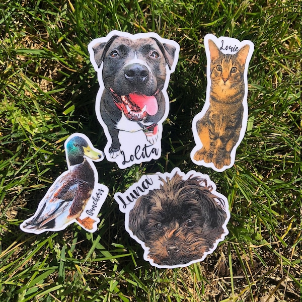 Custom Pet Sticker - Custom Dog Sticker, Custom Cat Sticker - Digital Pet Art Sticker - Custom animal sticker - Dog Sticker - Cat Sticker