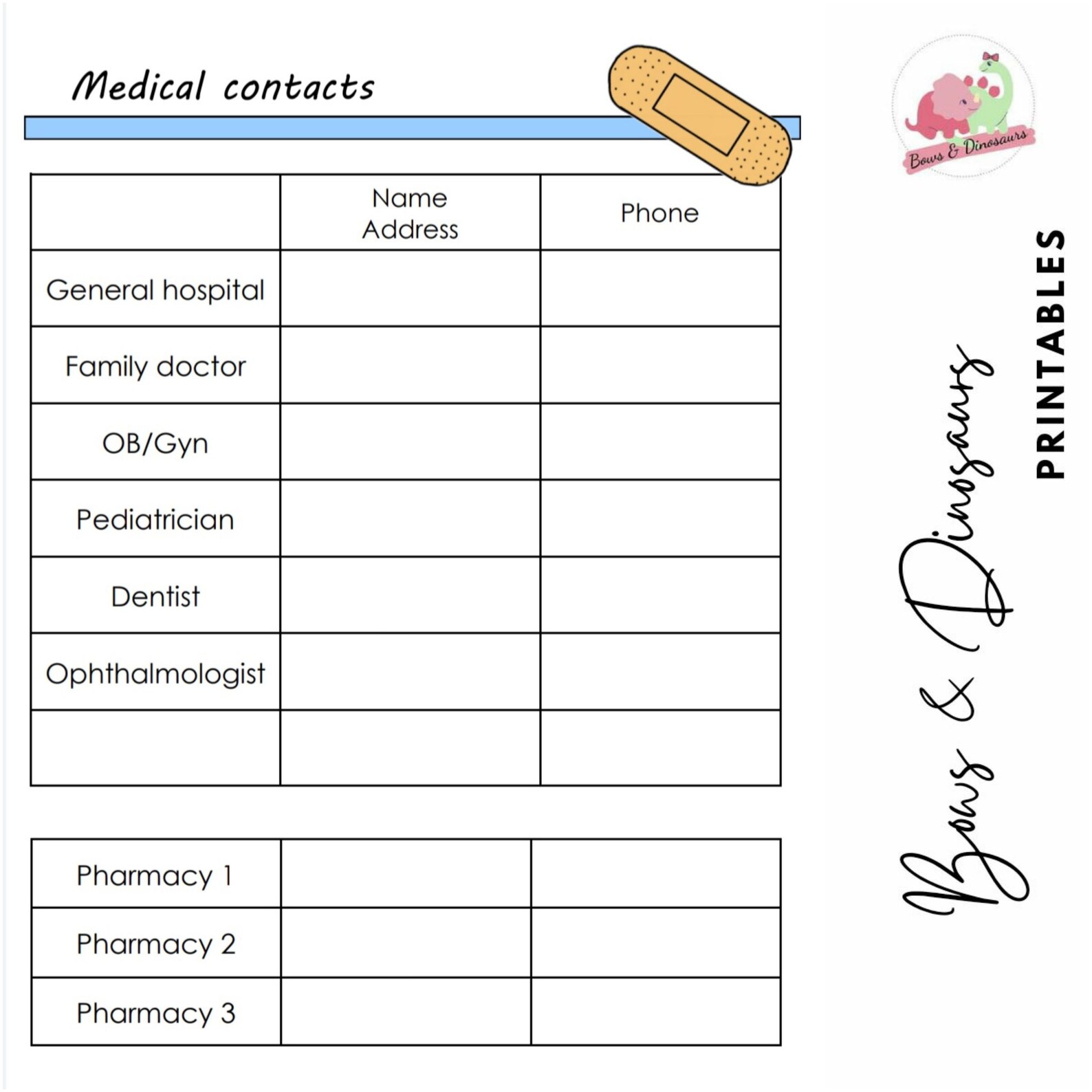 My Medical Tracker Printable Binder Inserts Health Tracker | Etsy