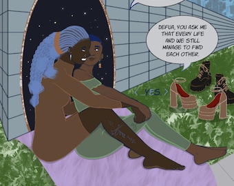 Let's Keep Each Other - Black Lesbian Art 13x19 Luster Print -Magical, Spiritual, Conjure Queer | WLW | Sapphic Art