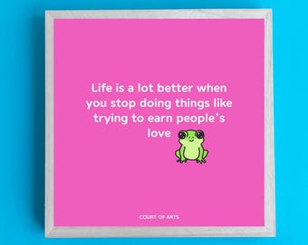 Froggy Reminders Art Print | Matte Artwork | Square Art | Animal Cartoon | Frog Art