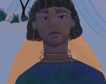 20x16 Large Black African Art Canvas, Afar Tribe, Black Border Wrapping