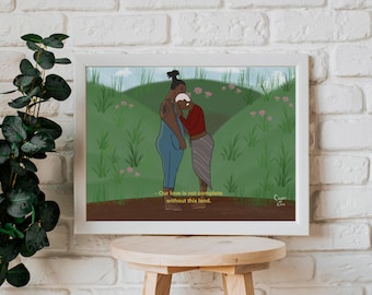 Black Lesbian Art - Missouri Sapphic Love - 8.5x11 Semi-Gloss Art Print | LGBTQ+ | WLW