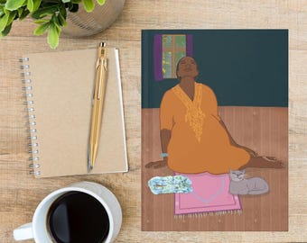 Peaceful Art Hardcover Journal Matte "Home With Allah" | Relaxed Black Woman | Faith & Spirituality