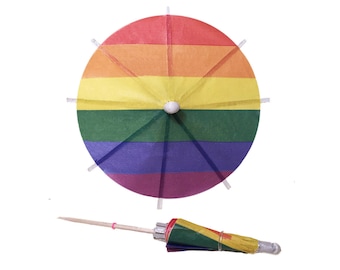 25 x Pride Flag Cocktail Umbrellas Stripe Drink Umbrella Handmade New Dessert Cake Topper Cupcake Tropical LGBTQ Party Paper Parasol Picks