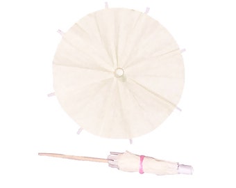 25 x Ivory Cocktail Umbrellas Drink Umbrella Handmade New Cream Dessert Cake Topper Cupcake Tiki Tropical Paper Parasol Picks