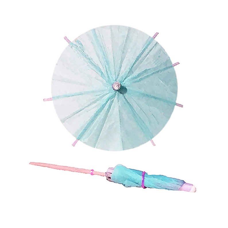 25 x Light Blue Cocktail Umbrellas – Party Drink Decorations image 1