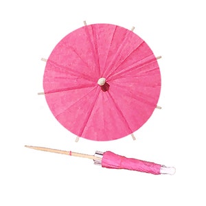 100 x Fuchsia Pink Cocktail Umbrellas - NEW Fuchsia Pink Drink Umbrellas