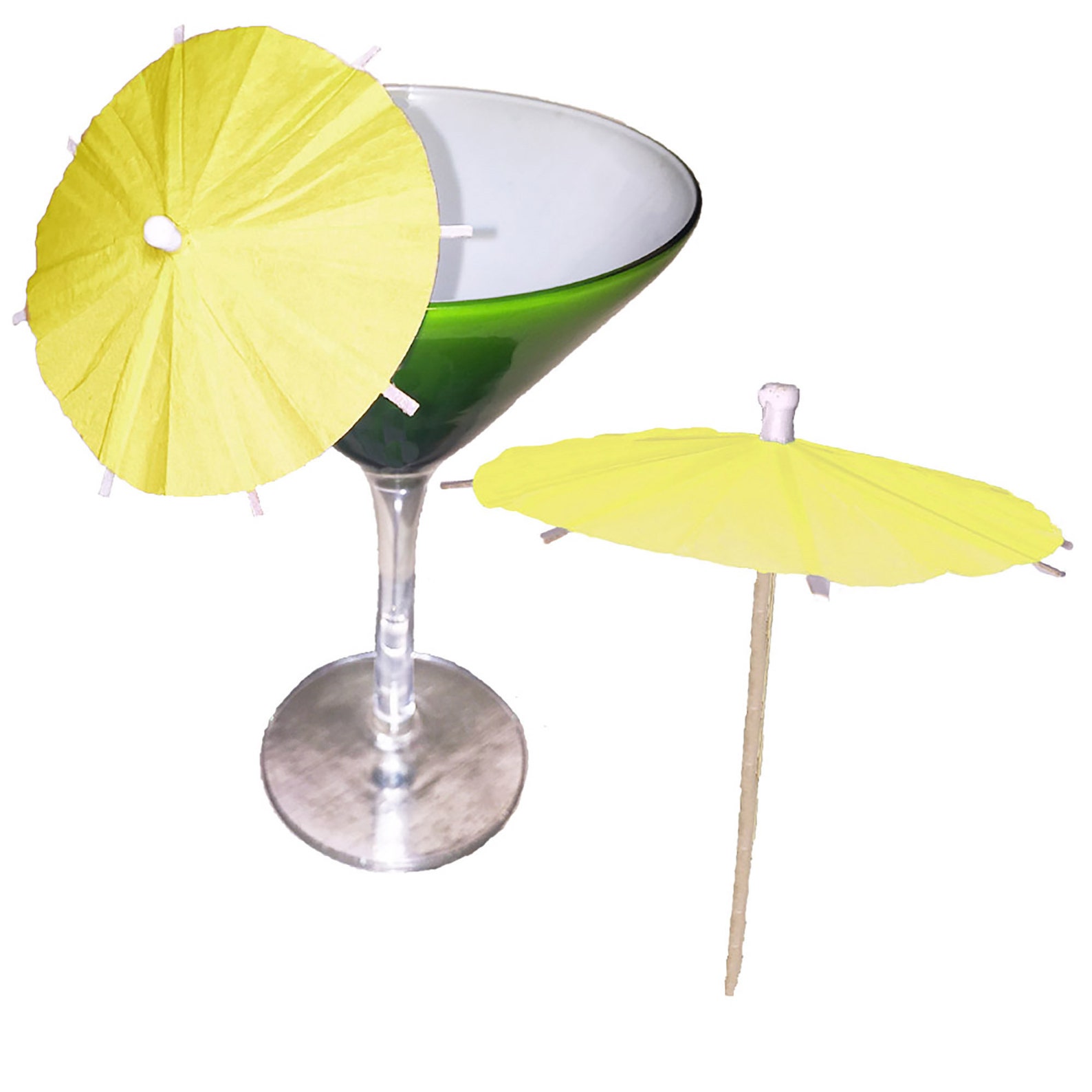 25 X Canary Yellow Cocktail Umbrellas Drink Umbrella Handmade New