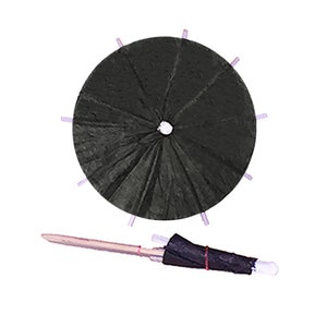 8 x Black Cocktail Umbrellas Drink Umbrella Handmade New Dessert Cake Topper Cupcake Tiki Tropical Luau Beach Party Paper Parasol Picks