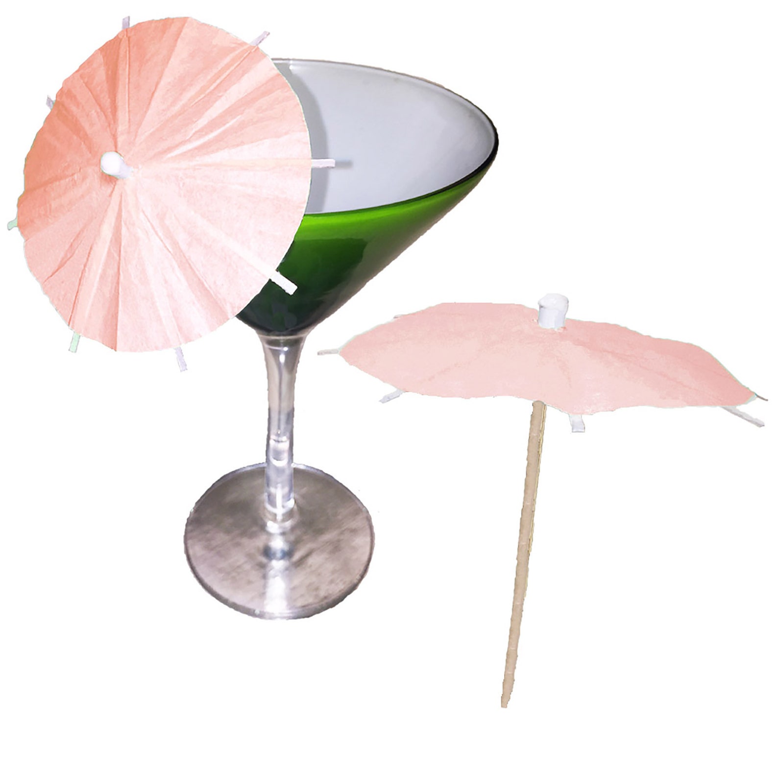 8 X Blushing Pink Cocktail Umbrellas NEW Blushing Pink Drink Umbrellas
