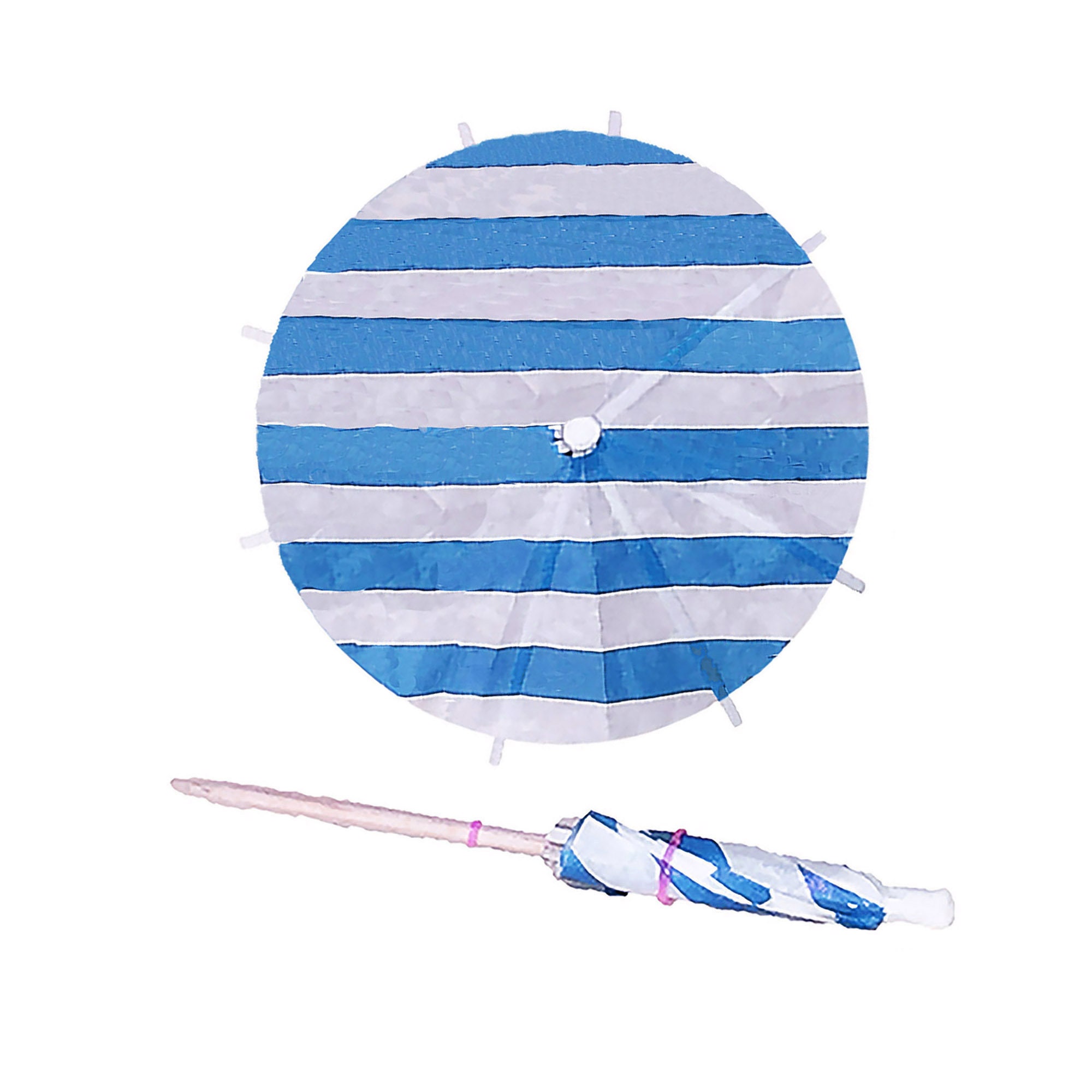 25 x Blue & White Stripe Cocktail Umbrellas - NEW Blue and White Striped Drink Umbrellas