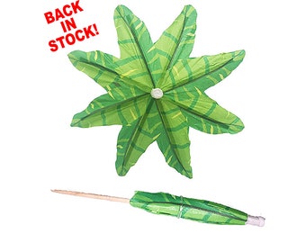 25 x Palm Leaf Tiki Umbrellas, Tropical Drink Flower Luau Cupcake Toppers
