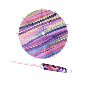 25 x Party Stripe Cocktail Umbrellas - NEW Party Striped Drink Umbrellas