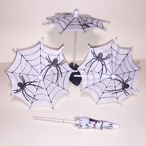 8 x Halloween Spiders Cocktail Umbrellas Drink Umbrella Handmade New Dessert Cake Topper Cupcake Tropical Luau Party Paper Parasol Picks image 3