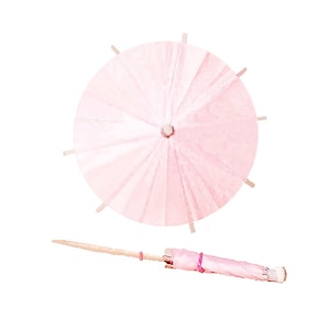 8 x Light Pink Cocktail Umbrellas - NEW Light Pink Drink Umbrellas