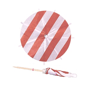 25 x Red & White Stripe Cocktail Umbrellas - NEW Red and White Striped Drink Umbrellas