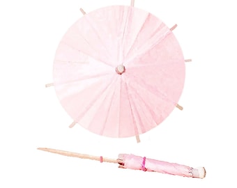 100 x Light Pink Cocktail Umbrellas - NEW Light Pink Drink Umbrellas