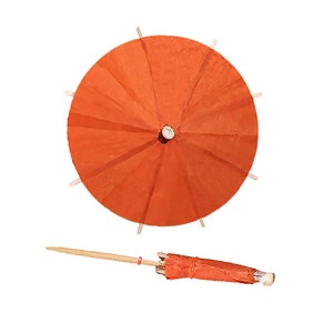 100 x Papaya Orange Cocktail Umbrellas - NEW Papaya Orange Drink Umbrellas