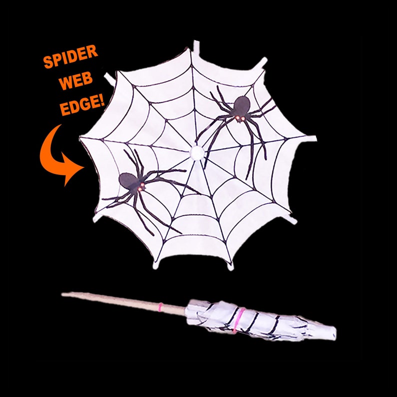 8 x Halloween Spiders Cocktail Umbrellas Drink Umbrella Handmade New Dessert Cake Topper Cupcake Tropical Luau Party Paper Parasol Picks image 1