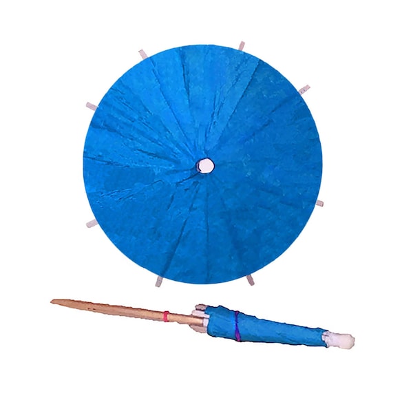 100 x Sky Blue Cocktail Umbrellas - NEW Sky Blue Drink Umbrellas