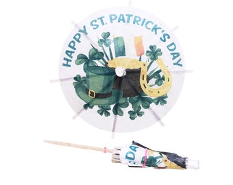 25 x Happy St. Patrick's Day Cocktail Umbrellas Drink Umbrella Handmade New Dessert Cake Topper Cupcake Party Paper Parasol Picks