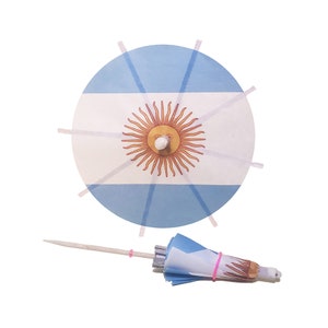 25 x Ombrelli da cocktail con bandiera dell&#39;Argentina Ombrello da drink fatto a mano Nuovo dessert argentino Topper per torta Cupcake Party Carta per parasole
