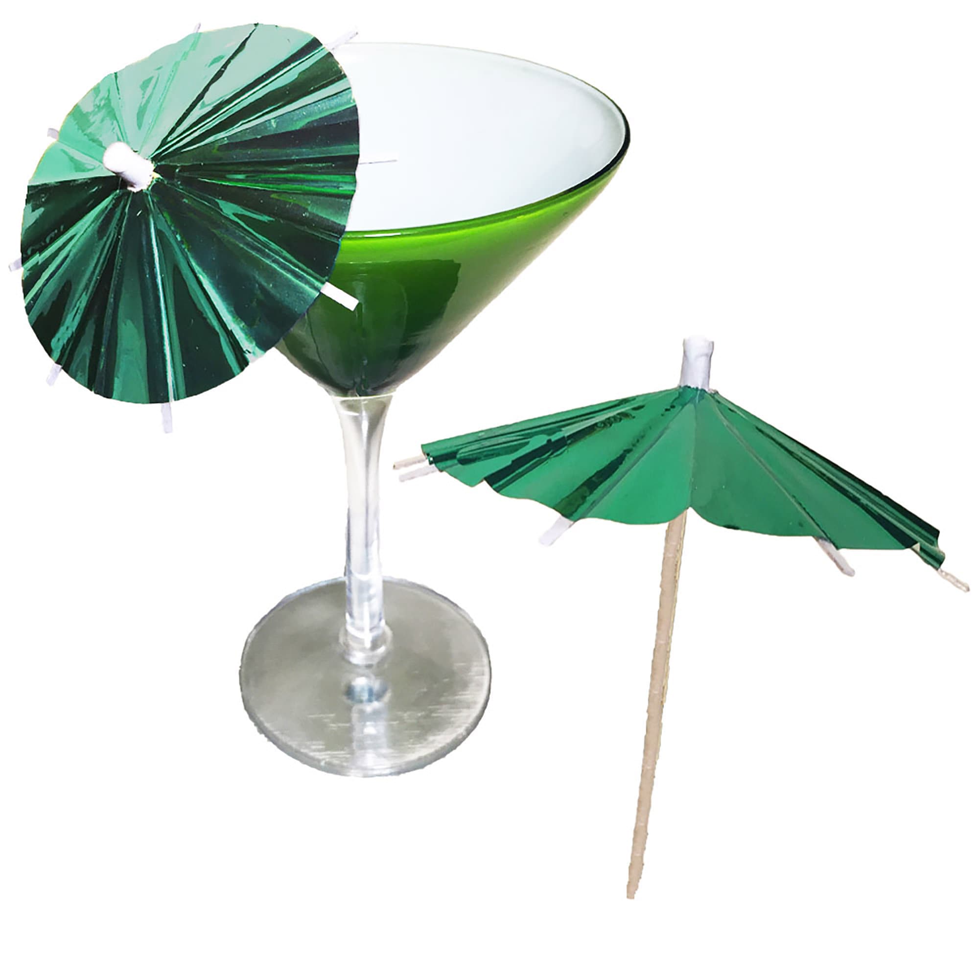 100 x Green Foil Cocktail Umbrellas NEW Green Foil Drink Etsy