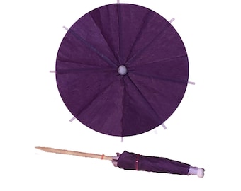 25 x Dark Purple Cocktail Umbrellas - NEW Dark Purple Drink Umbrellas
