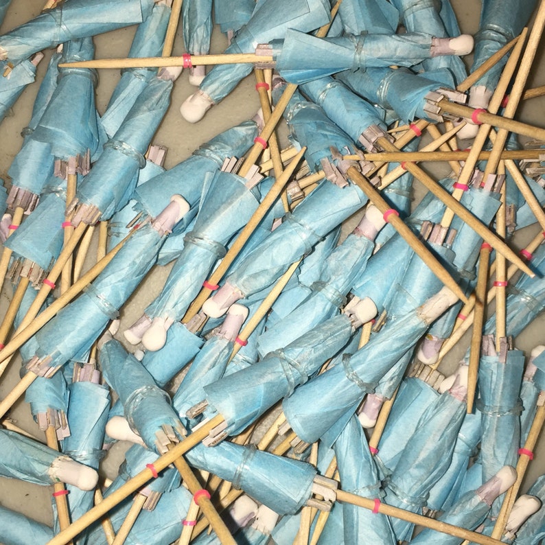 25 x Light Blue Cocktail Umbrellas – Party Drink Decorations image 4