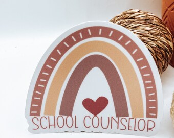 Waterproof School Counselor Muted Pinks Rainbow Sticker, counselor mental health appreciation, elementary middle high school counselors