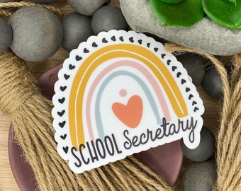 Waterproof School secretary sticker, school staff appreciation, school secretary gift, administrative assistant sticker, front office crew
