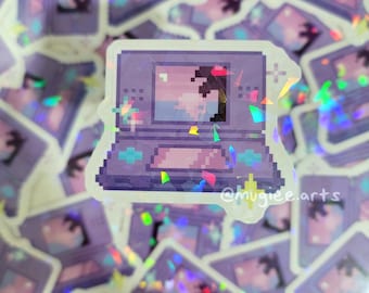 8-Bit Handheld Console Gaming Sticker | Holographic | Water Resistant | Glossy | Vaporwave