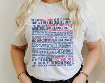 Declaration of Independence T-Shirt, Independence Day Tee, We The People Shirt, July 4th, 1776, Founding Fathers, Fourth of July Top