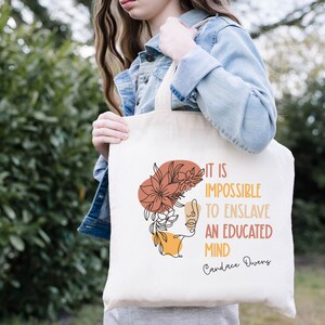Candace Owens Tote, Grocery Bag, Antifeminist Tote Bag, Gift For Her, Inspirational Bag, Freedom Over Fear, Conservative Gift image 1