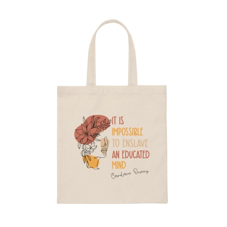 Candace Owens Tote, Grocery Bag, Antifeminist Tote Bag, Gift For Her, Inspirational Bag, Freedom Over Fear, Conservative Gift image 2