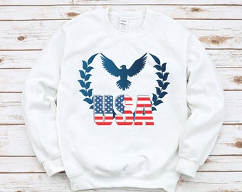 USA Sweatshirt, USA Crewneck, USA Sweater, American Flag Sweatshirt, Vintage Sweatshirt, Patriotic Sweatshirt, Memorial Day, July 4th