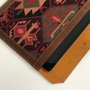 Personalized Bohemian Leather İpad Pro Air Case Cover Sleeve, Brown Luxury Tablet case 12.9, 11,10.5,9.7 Full Grain Leather Clutch Bag image 2