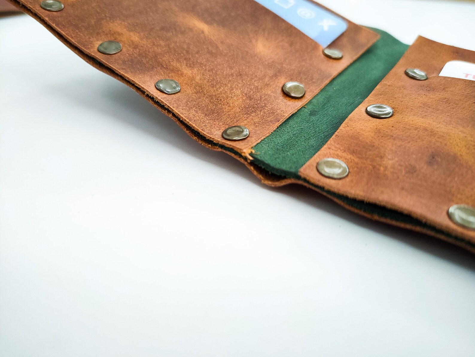 Personalized Leather Minimalist Wallet Brown Green Unisex Etsy