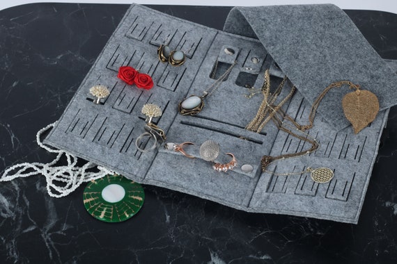 Felt Jewelry Organizer for Travelling Felt Jewelry Case Jewelry Case for Travel Ring Organiser Tray Jewellery Earring Organiser Etsy
