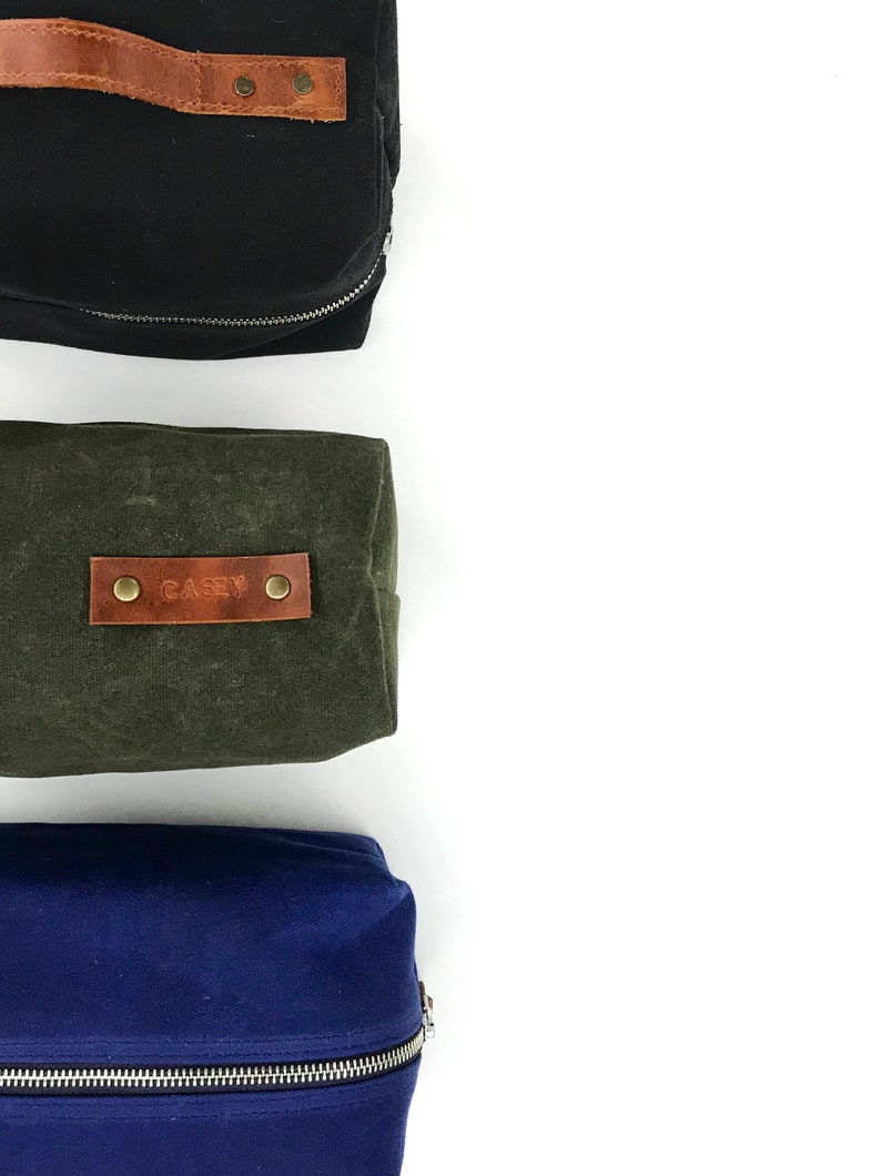 Personalized Canvas Dopp Kit/ Waxed Canvas Dopp Kit Leather Etsy