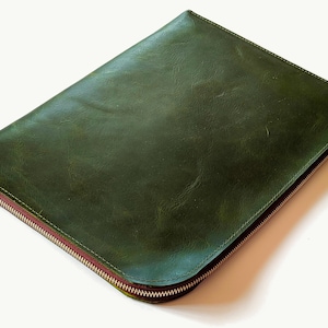 Personalized Full Grain Leather MacBook Air M1 Pro 2020 1316 Sleeve Bag, 2021 14 Brown MacBook Zip Case, Green Luxury Laptop Sleeve Green