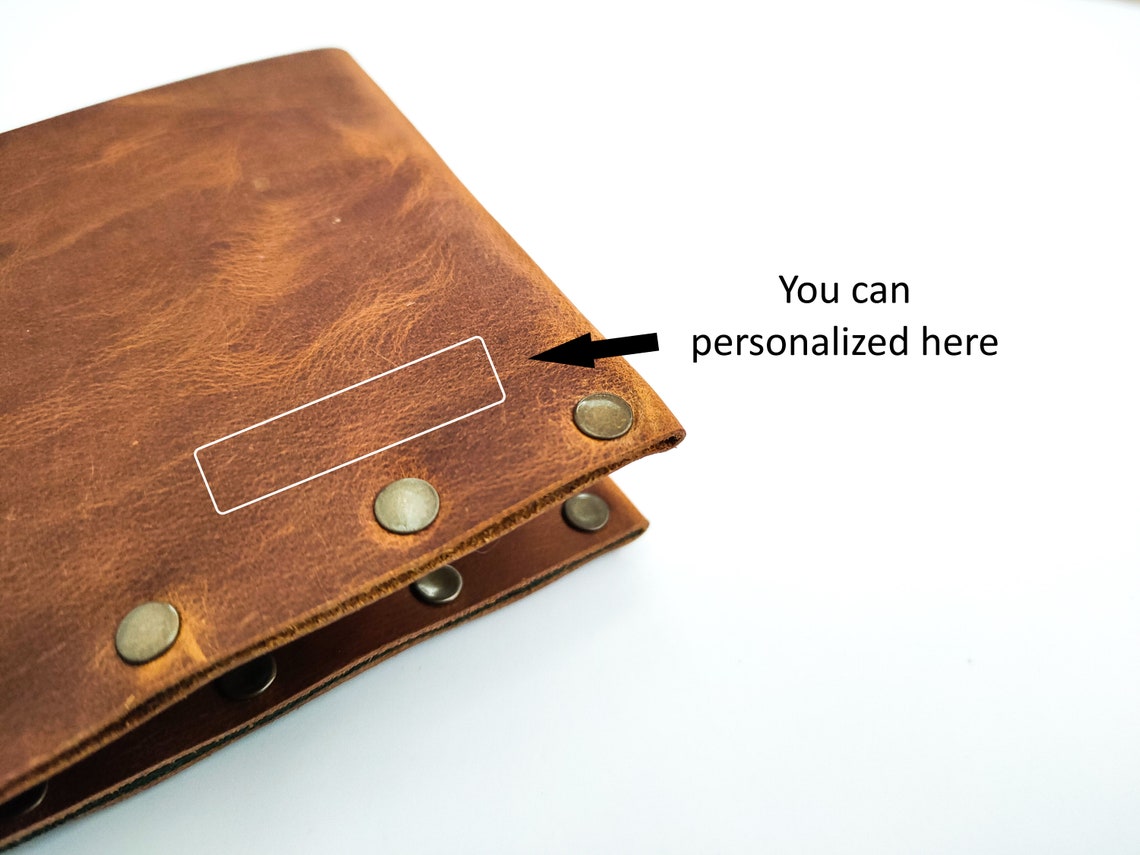 Personalized Leather Minimalist Wallet Brown Green Unisex Etsy