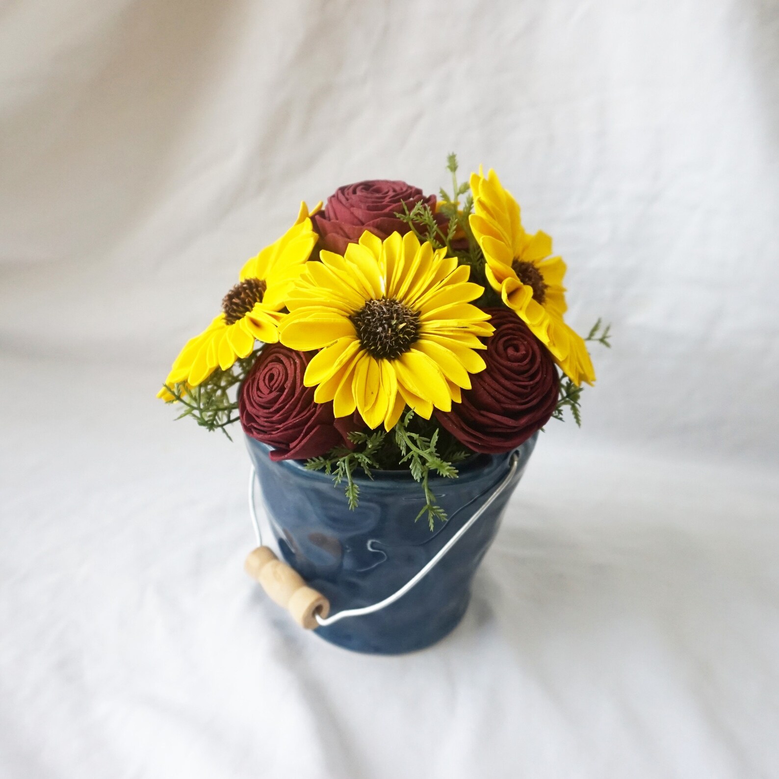 Sola Wood Flower Arrangement Sunflowers and Roses in Ceramic Etsy
