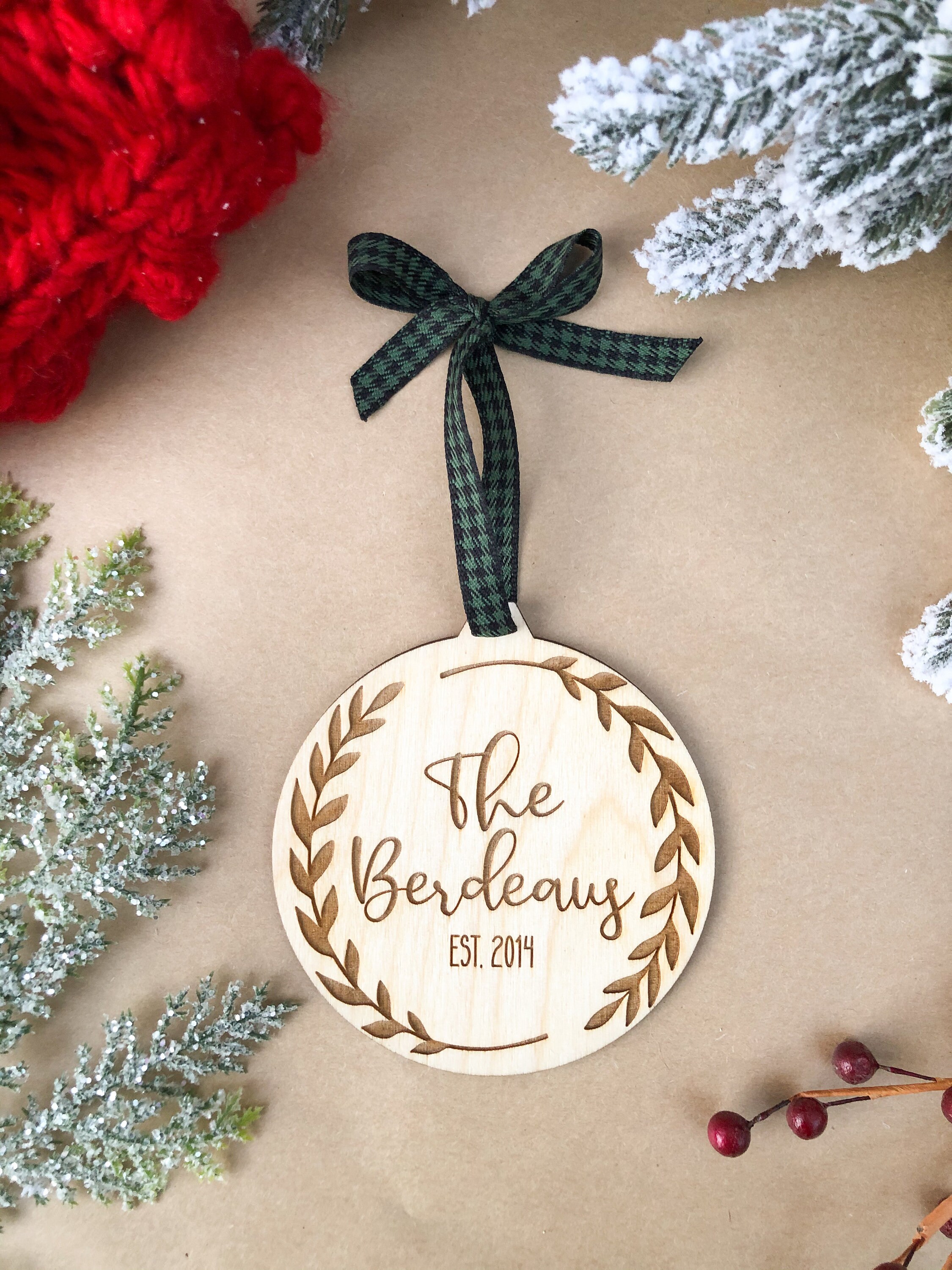 Personalized Last Name Christmas Ornament Custom Monogrammed Etsy