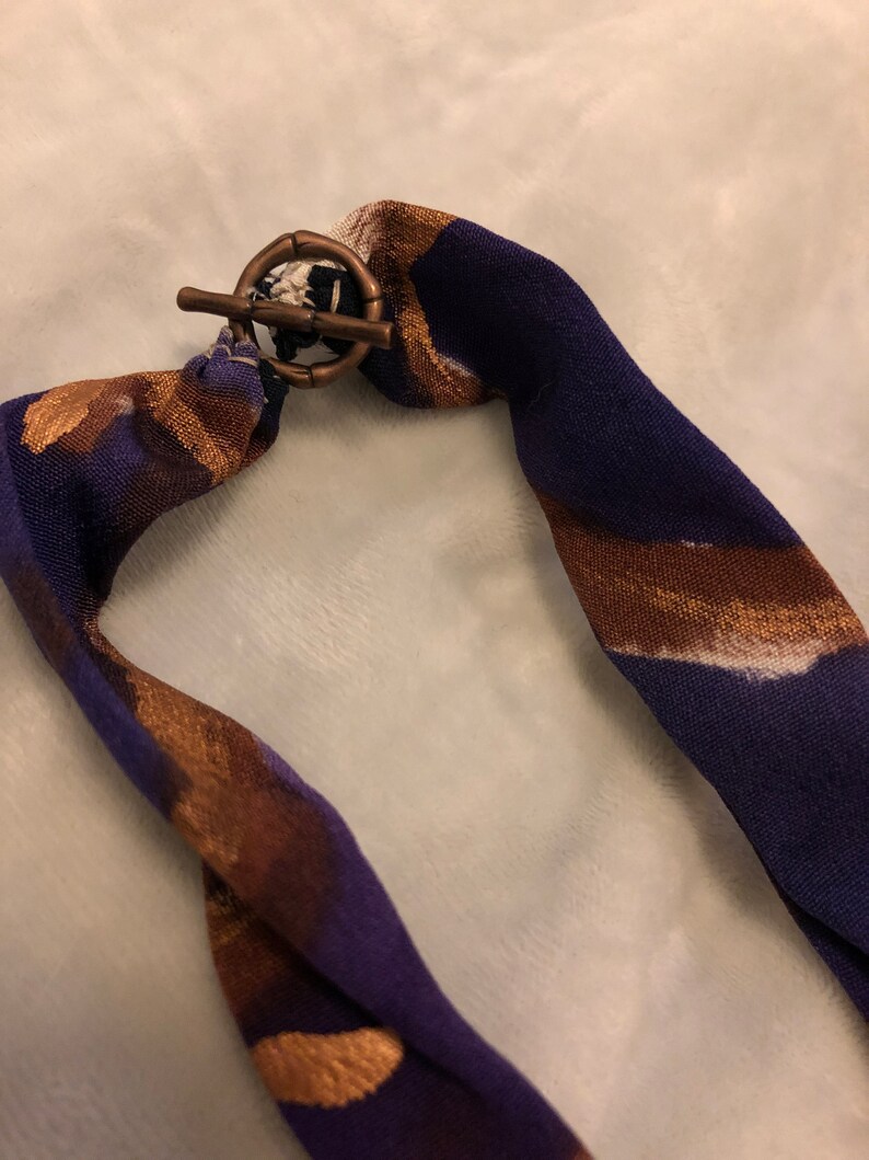 upcycled Barneys Gold Swirl Fabric Necklace