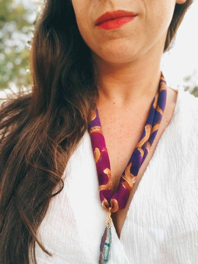 upcycled Barneys Gold Swirl Fabric Necklace