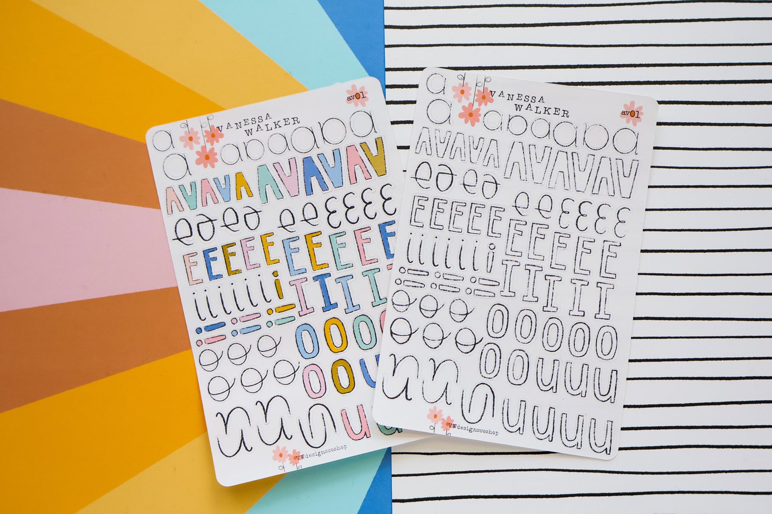 Only Alphas Vowels ONLY Alphas Sticker Bundle | Hand Drawn Alphas | Outlined Alphas ...