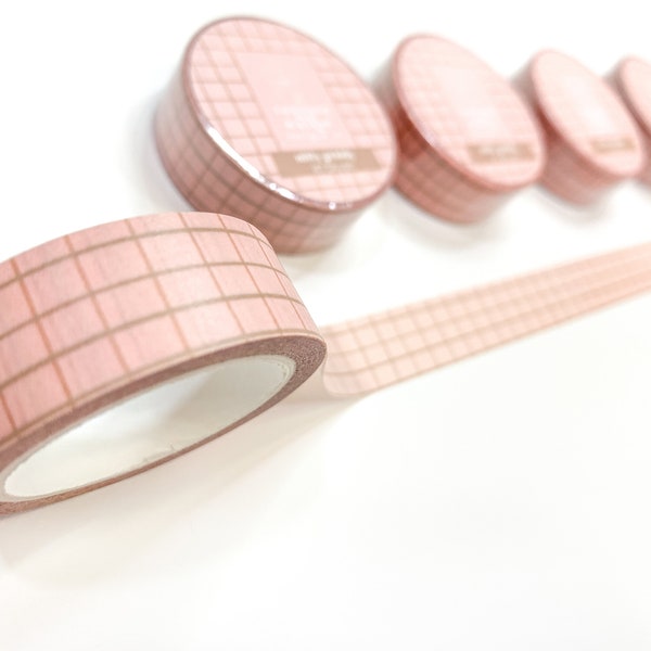 Pink + Sienna Grid Washi Tape | Bullet Journal Tape | Whimsical Grid Washi | Art Journal Tape | Decorative Masking Tape