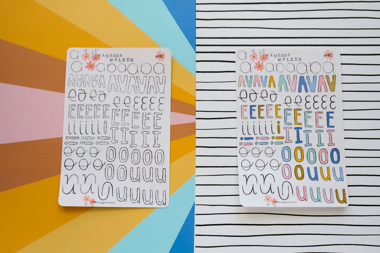 Vowels ONLY Alphas Sticker Bundle | Hand Drawn Alphas | Outlined Alphas ...